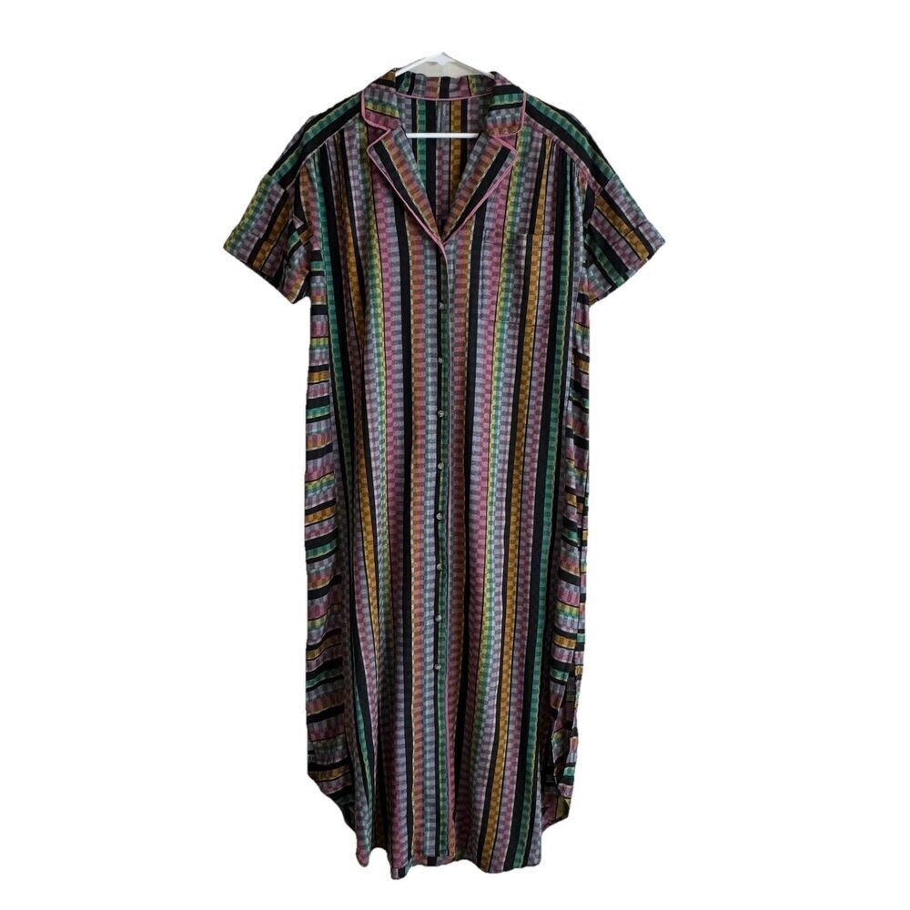 Anthropologie Striped Cover Up Shirt Dress XS Boho Resort Beach Lightweight - Picture 2 of 8